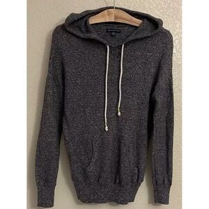 American Eagle Outfitters Womens Marled Gray Knit Hoodie Sweater Pullover Medium
